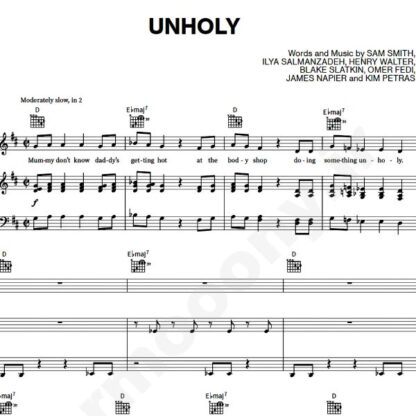 نت پیانو unholy sam smith