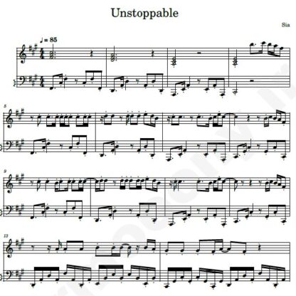 نت پیانو unstoppable sia