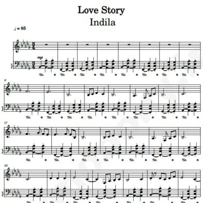 نت پیانو love story indila