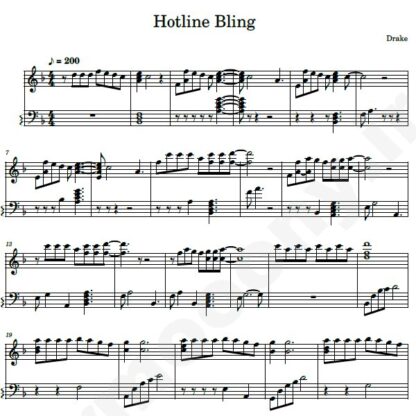 نت پیانو hotline bling