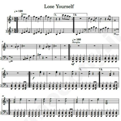 نت پیانو lose yourself
