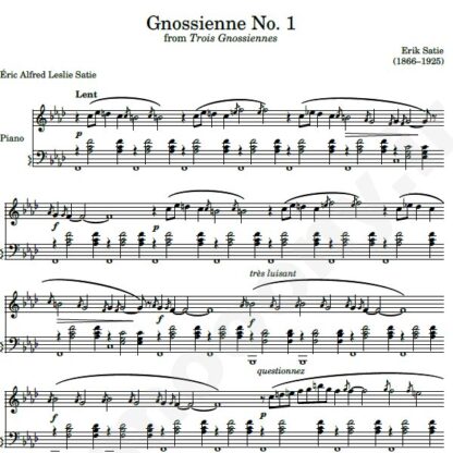 نت پیانو Gnossienne No 1