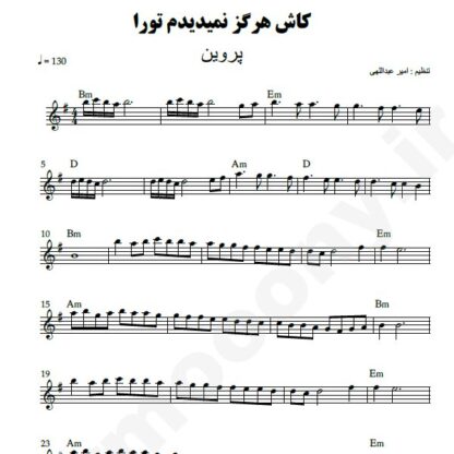 نت کیبورد کاش هرگز نمی دیدم تو را پروین