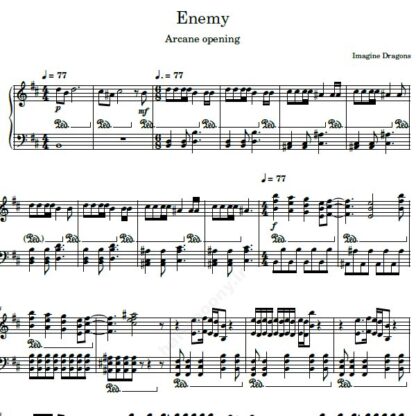 نت پیانو imagine dragons enemy