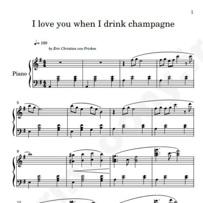 نت پیانو I love you when i drink champagne