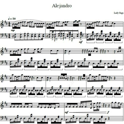 نت پیانو Alejandro Lady Gaga