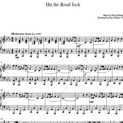 نت پیانو hit the road jack