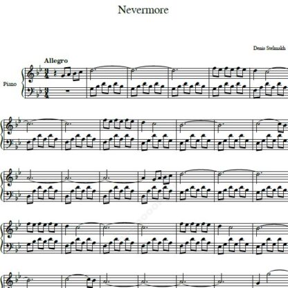 نت پیانو nevermore