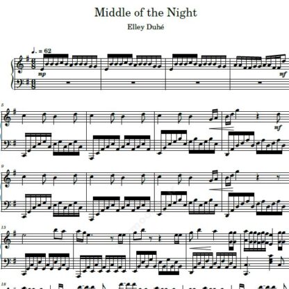 نت پیانو middle of the night elley duh