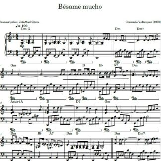 نت پیانو besame mucho