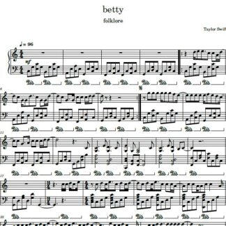 نت پیانو betty taylor swift