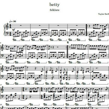 نت پیانو betty taylor swift