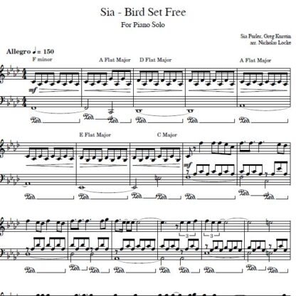 نت پیانو bird set free