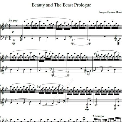 نت پیانو Beauty and The Beast Prologue