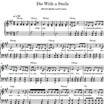 نت پیانو die with a smile