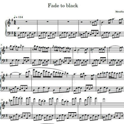 نت پیانو fade to black