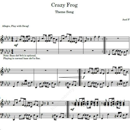 نت پیانو crazy frog