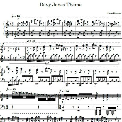 نت پیانو davy jones