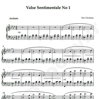 نت پیانو valse sentimentale no 1