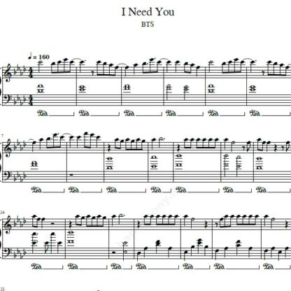 نت پیانو i need you bts