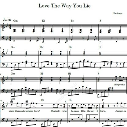 نت پیانو Love the way you lie