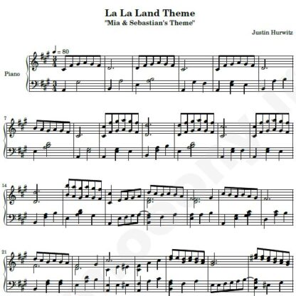 نت پیانو Mia Sebastians Theme