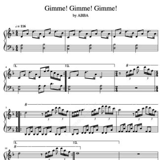 نت پیانو gimme gimme gimme
