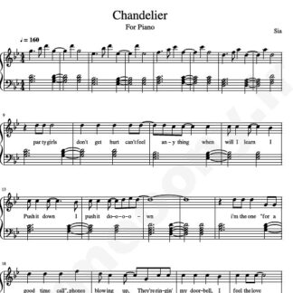 نت پیانو chandelier Sia