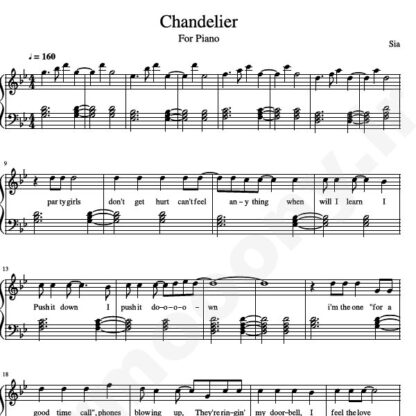 نت پیانو chandelier Sia