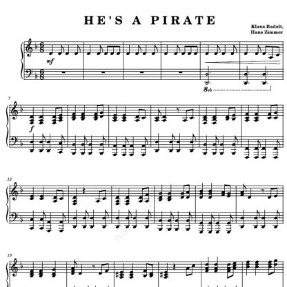 نت پیانو He’s a Pirate