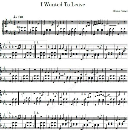 نت پیانو i wanted to leave