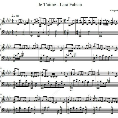نت پیانو je t’aime