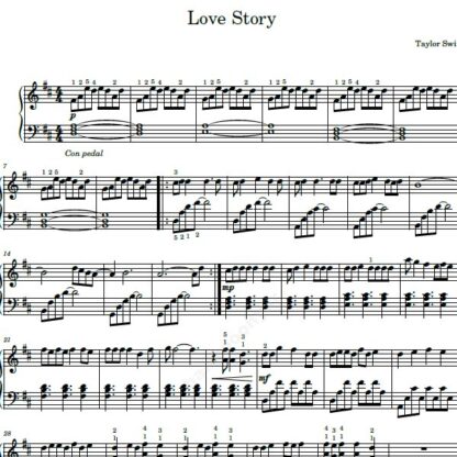 نت پیانو Love Story Taylor Swift