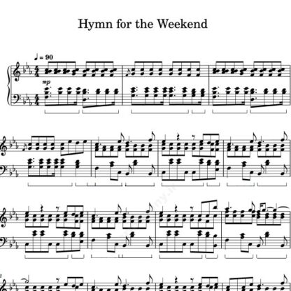نت پیانو hymn for the weekend