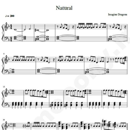 نت پیانو Imagine Dragons Natural