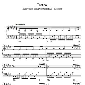 نت پیانو Tattoo Loreen