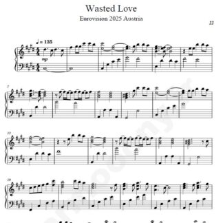نت پیانو Wasted Love JJ