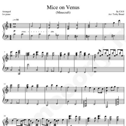 نت پیانو Minecraft Mice on Venus