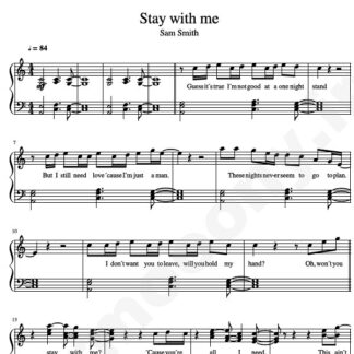 نت پیانو Stay with me