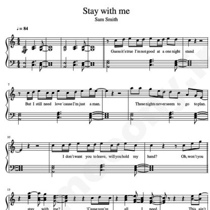 نت پیانو Stay with me