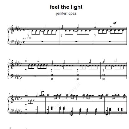 نت پیانو feel the light