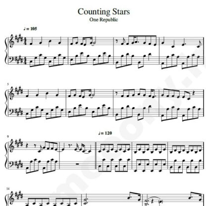 نت پیانو counting stars