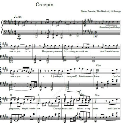 نت پیانو creepin