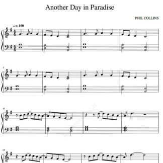 نت پیانو Another Day In Paradise Phil Collins