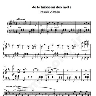 نت پیانو patrick watson je te laisserai des mots