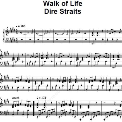 نت پیانو Dire Straits Walk of Life